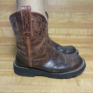 Ariat Fatbaby Women's Western Boots Saddle Brown Leather 14930  Size 7B Mid Calf